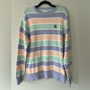 Teddy Fresh Men’s Pastel Striped Knit Crewneck Sweater | Size Large